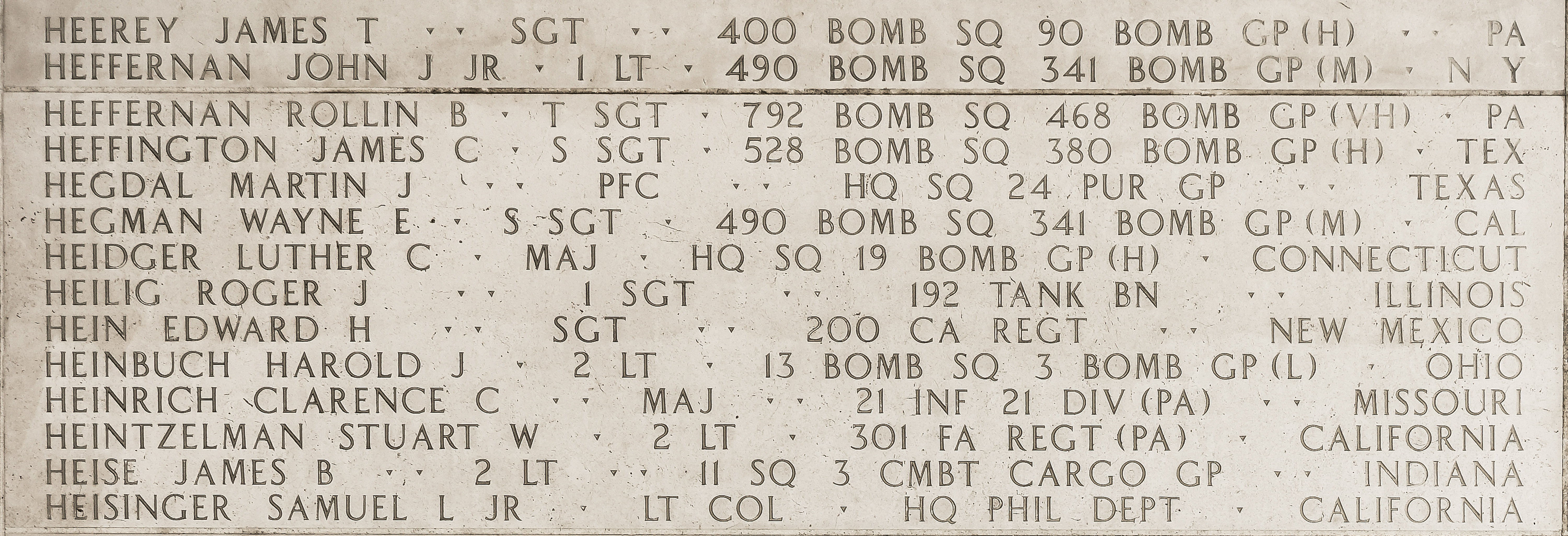 Harold J. Heinbuch, Second Lieutenant